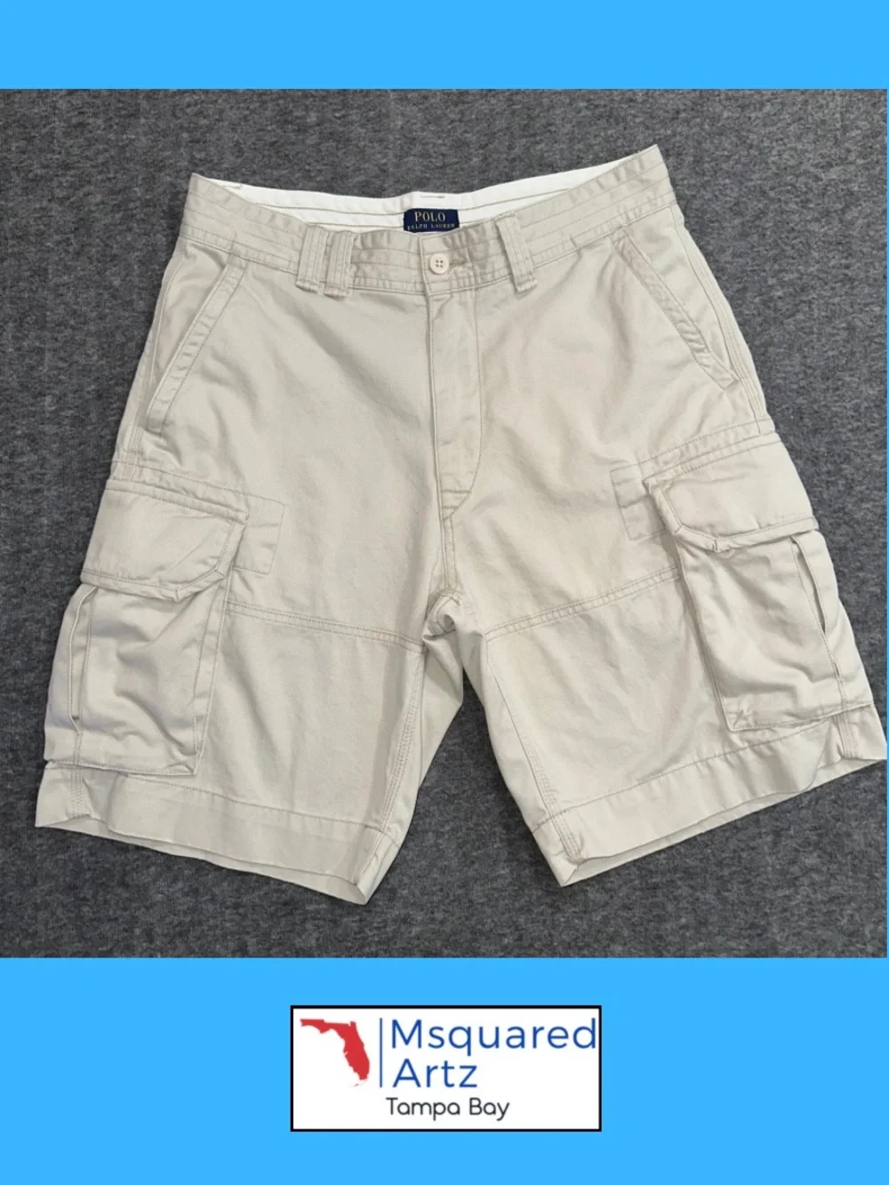 Polo Ralph Lauren Men's 33 Khaki Cargo Shorts Cotton Classic Fit Outdoor Casual
